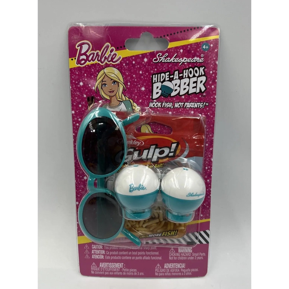 NEW Shakespeare Barbie Fishing Accessory Kit Hide-A-Hook Kids Fishing Gear Shade